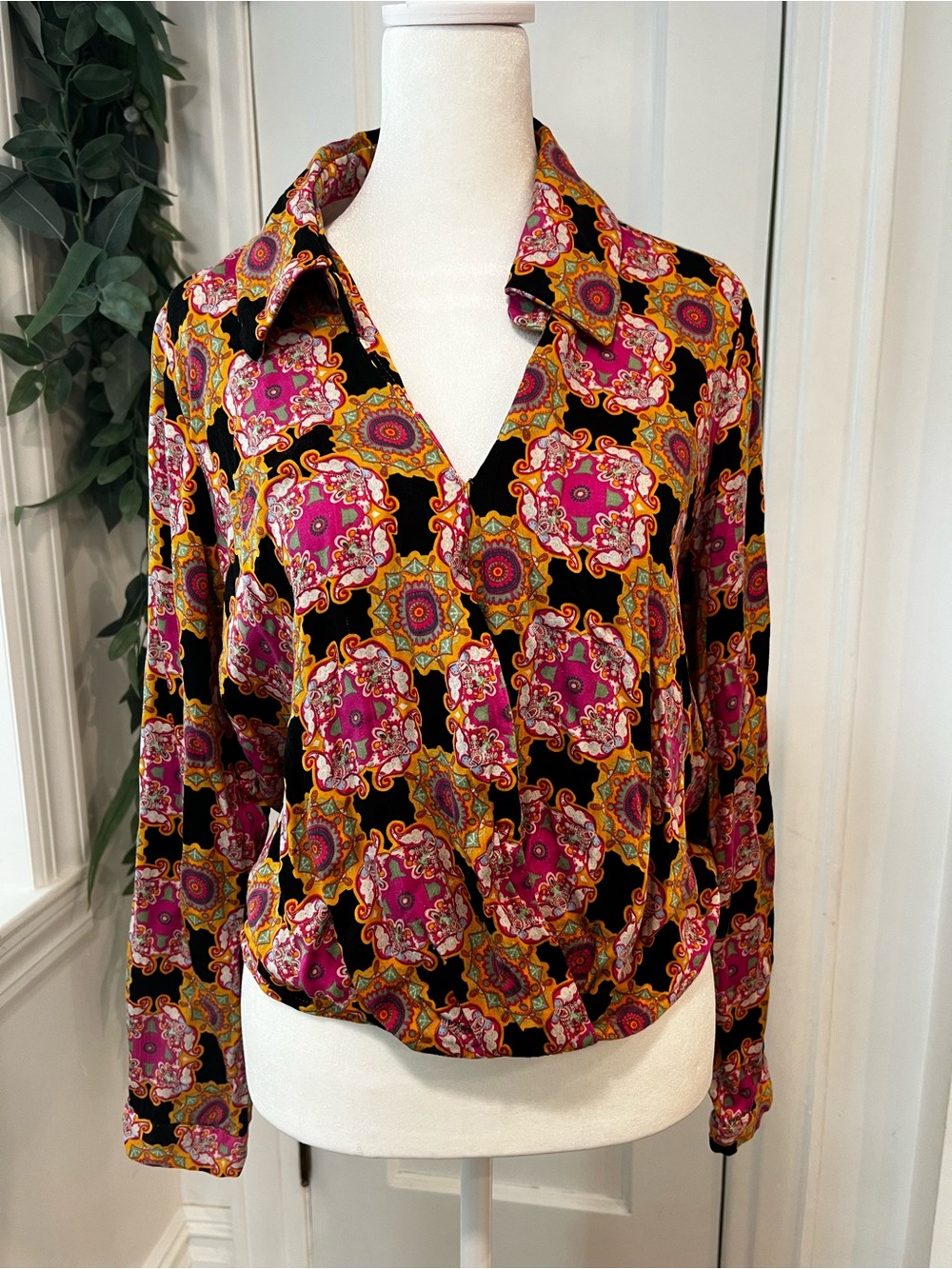 Haute Hippie Pink & Black Medallion Button-Down Shirt